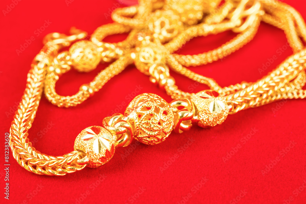 The Gold Bracelet in red velvet box container. The Gold Bracelet in red velvet box container.
