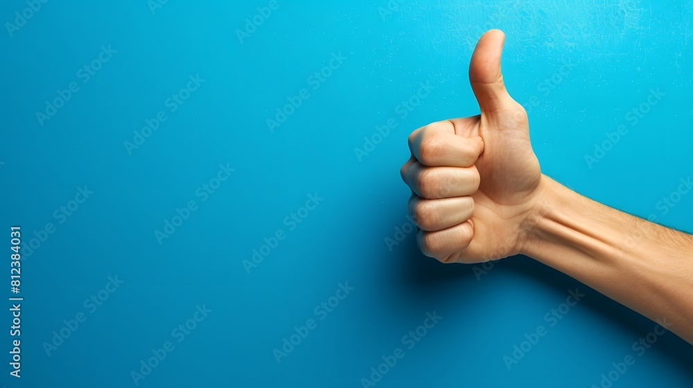 A thumbs up gesture on a blue background, representing positive thoughts and satisfaction with the work done.
A thumbs up gesture on a blue background, representing positive thoughts and satisfaction with the work done.