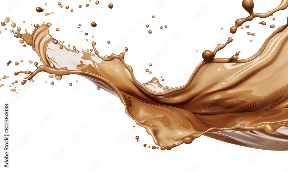 Coffee milk liquid swirl splash and little bubbles isolated on transparent png background Coffee milk liquid swirl splash and little bubbles isolated on transparent png background