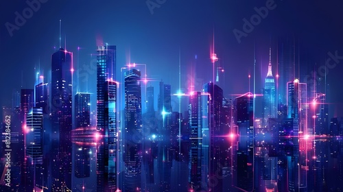 Abstract digital high tech city design for banner background 