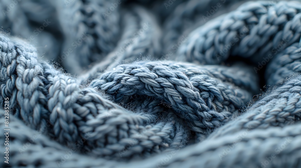 Close-up of blue wool fabric reveals a textured weave of fine fibers Close-up of blue wool fabric reveals a textured weave of fine fibers