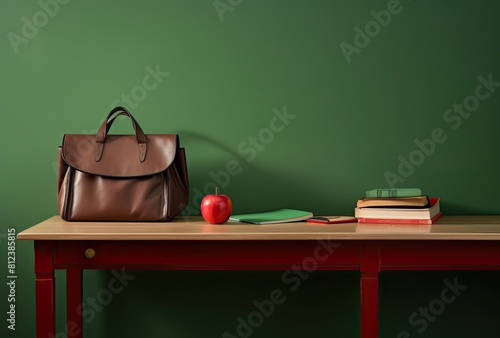 School supplies on the table. Back to school concept. 3d rendering