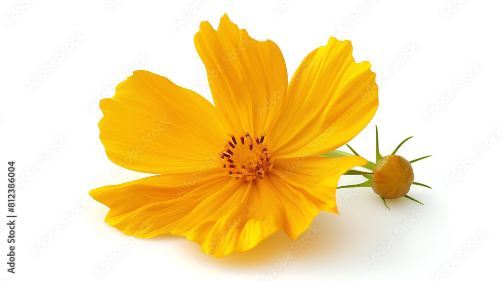 Isolated yellow flower cosmos bloom on white background Isolated yellow flower cosmos bloom on white background