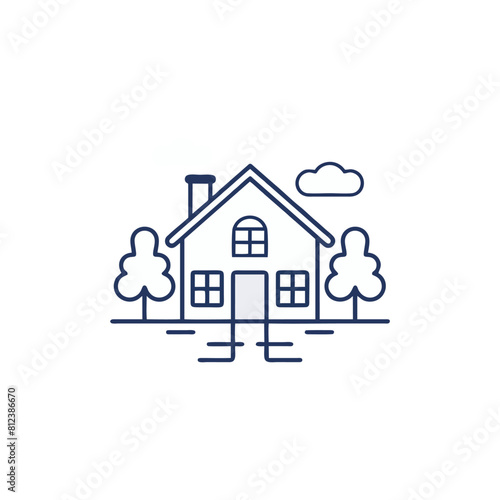 flat vector illustration of house property cottage line icon