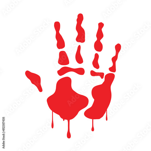 Bloody hand in flat design on white background.