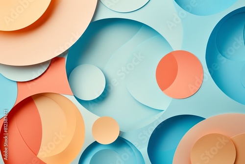 This is an abstract image with pastel color circles on a blue background.