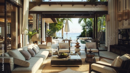 quiet luxury home interior, luxurious vacation decor and furniture © Khalif