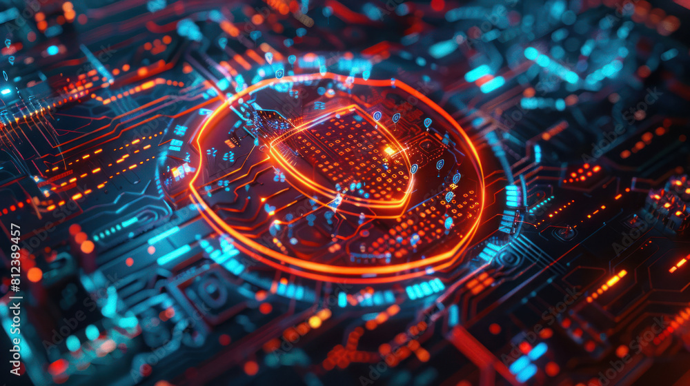 Immerse yourself in the world of cybersecurity with a visually compelling depiction featuring a digital shield emblem surrounded. Immerse yourself in the world of cybersecurity with a visually compelling depiction featuring a digital shield emblem surrounded.
