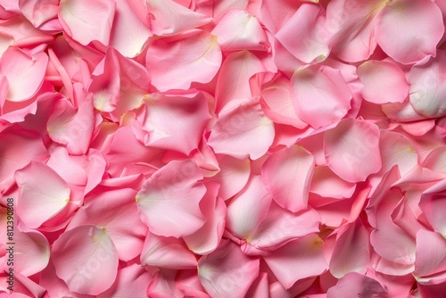 Delicate background of densely packed pink rose petals  creating a soft and romantic texture.