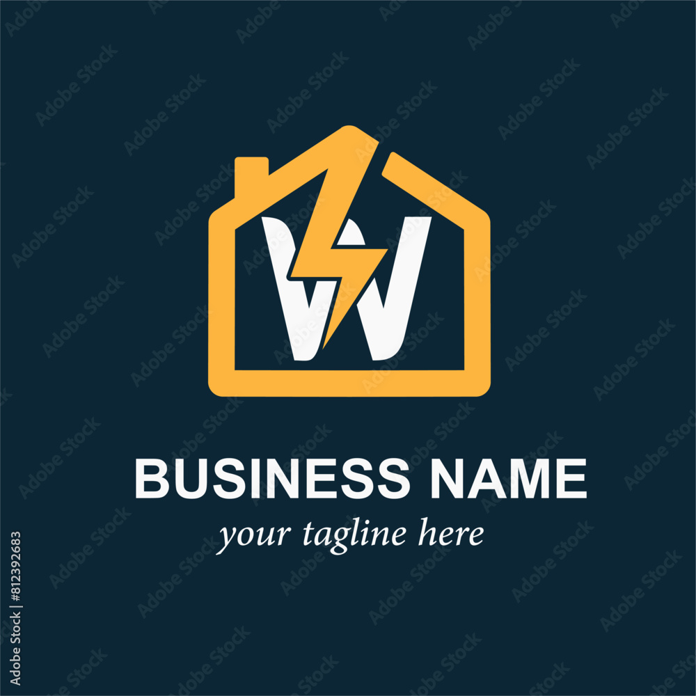 Electric Logo with Lightning Bolt. Initial Letter W and Thunder Bolt for Electrical Service or Business Logo Idea Design Electric Logo with Lightning Bolt. Initial Letter W and Thunder Bolt for Electrical Service or Business Logo Idea Design