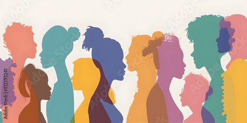 Illustration of different people s silhouettes  showing diversity  unity  ethnicity  equality and freedom concept
