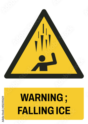 ISO warning safety signs_warning ; falling ice size a4/a3/a2/a1