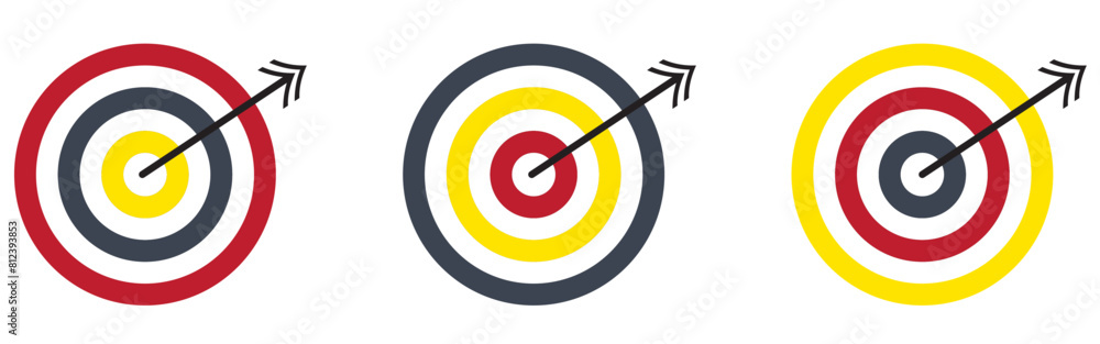 Target icons set. Goal symbol collection. Simple target with arrow. Darts icon. Hitting the bullseye icon line and flat style Target icons set. Goal symbol collection. Simple target with arrow. Darts icon. Hitting the bullseye icon line and flat style
