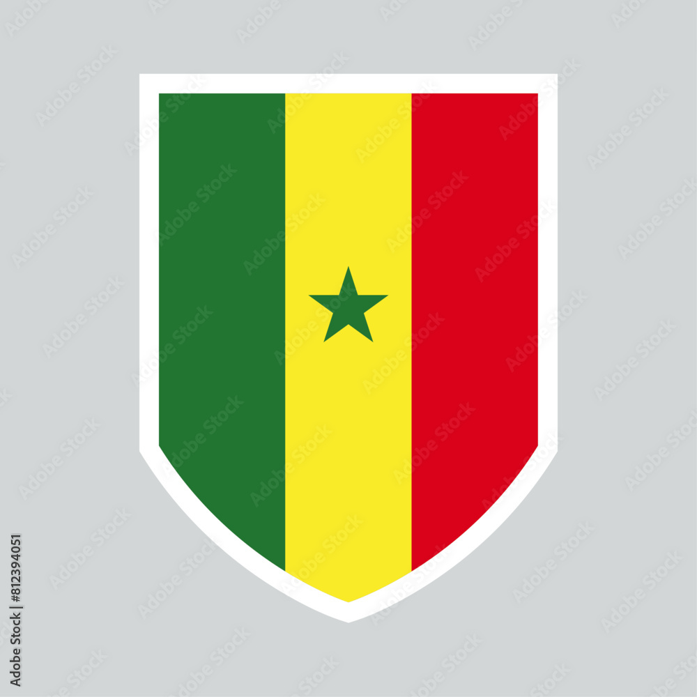 Senegal Flag in Shield Shape Frame Senegal Flag in Shield Shape Frame