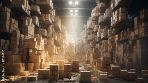 the inside of a huge warehouse with many boxes