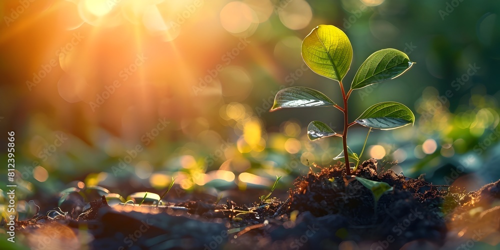 Vibrant Seedling Sprout Emerging from Fertile Soil in Sunlit Natural Setting Representing Environmental Conservation and Reforestation Efforts Vibrant Seedling Sprout Emerging from Fertile Soil in Sunlit Natural Setting Representing Environmental Conservation and Reforestation Efforts