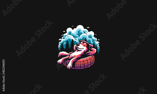 dog relax on forest vector illustration design