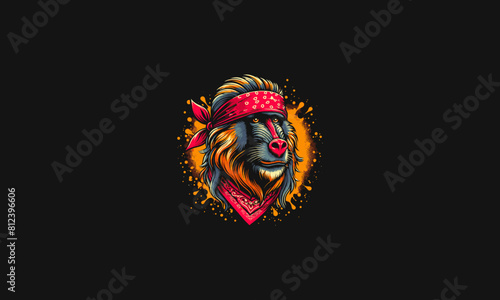 face baboon wearing bandana vector illustration design