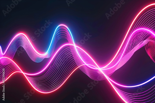 Dynamic neon waves with pulsating energy and glowing gradients. Mesmerizing artwork on black background.
