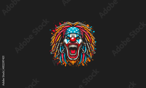 head clown angry with dreadlocks vector artwork design photo