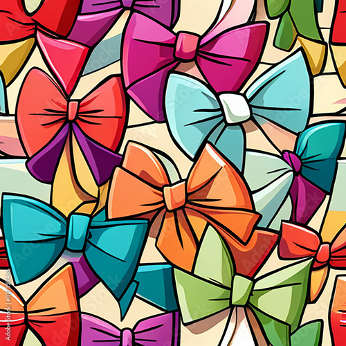 seamless pattern with children and bow