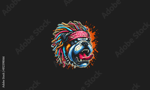 head dog angry with dreadlocks vector artwork design