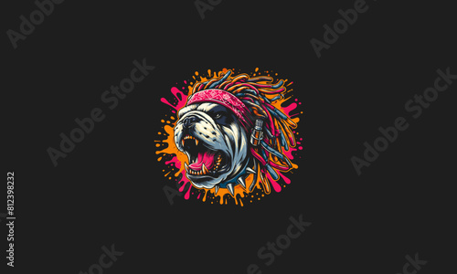 head dog angry with dreadlocks vector artwork design