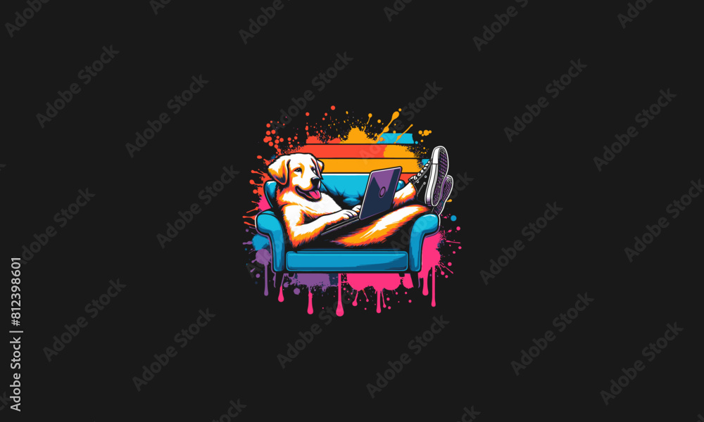 dog relax on beach vector illustration logo design dog relax on beach vector illustration logo design