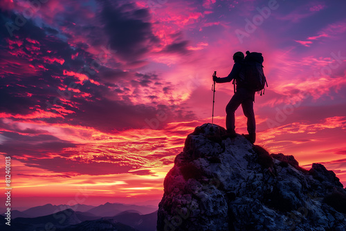 silhouette of a person on a mountain top © osagvsa