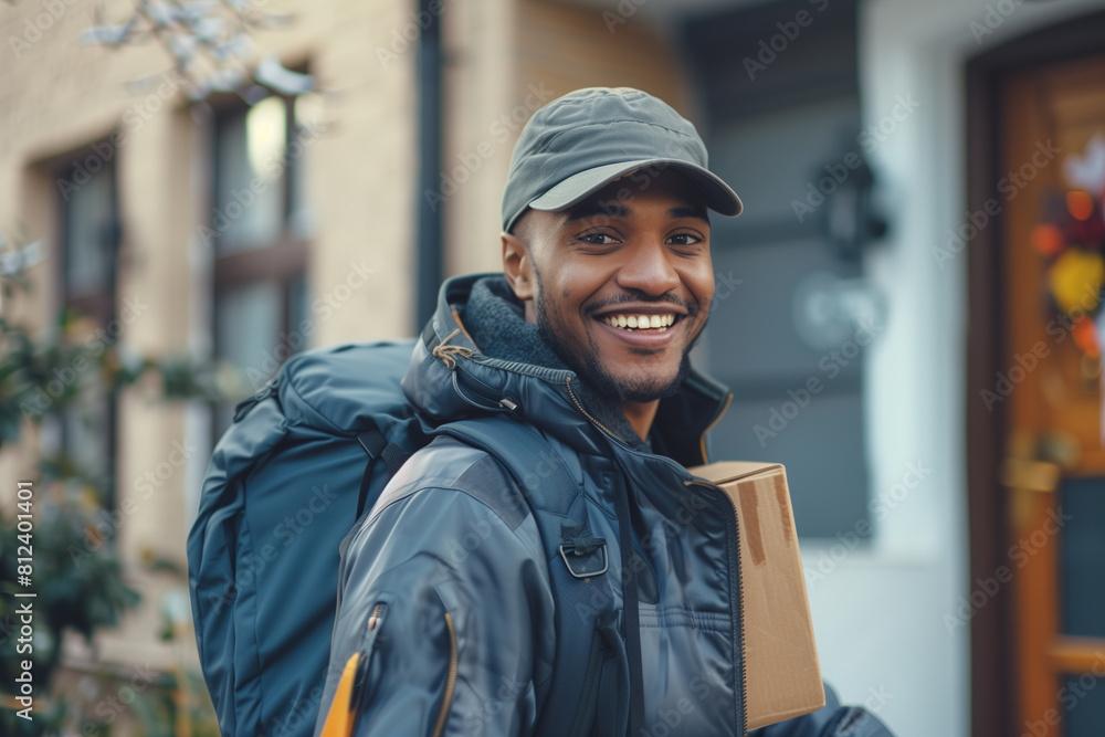 Smiling Courier with Package Smiling Courier with Package