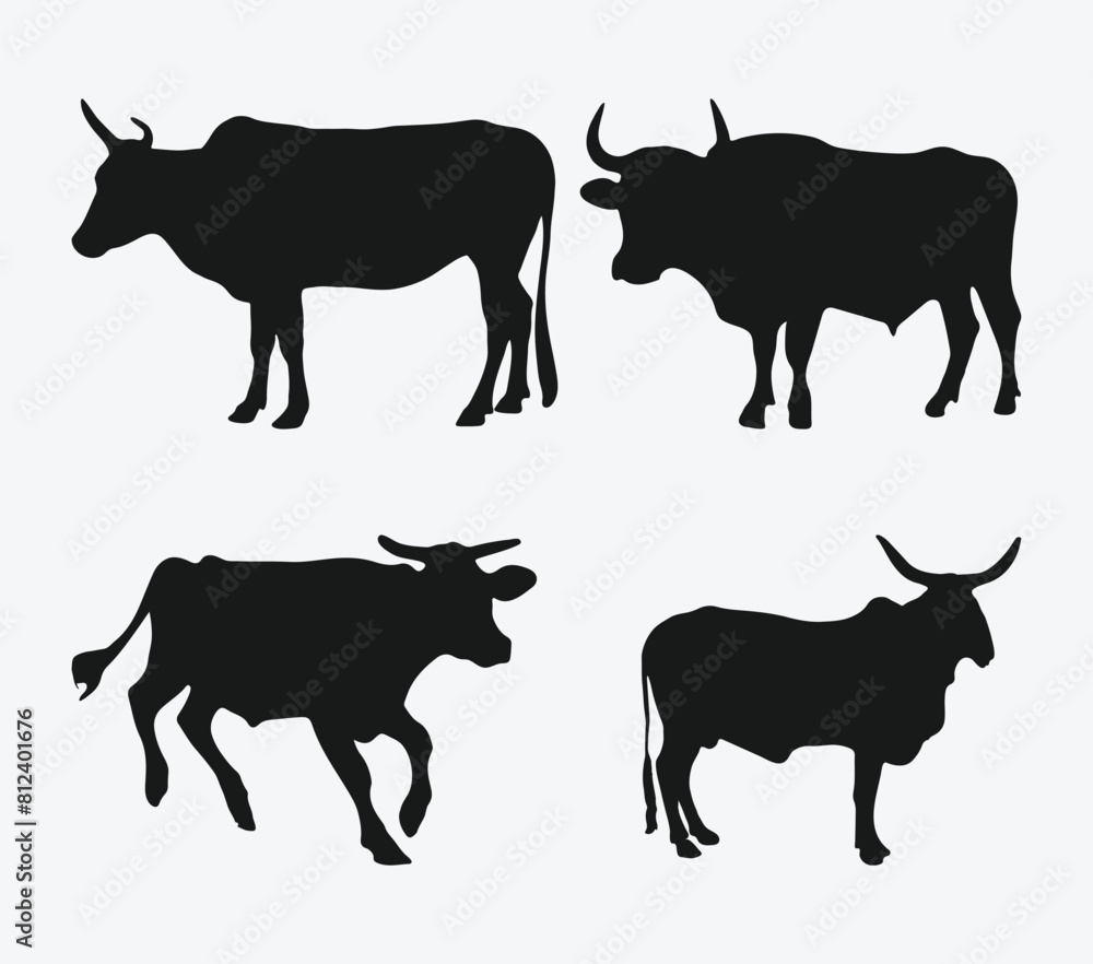 Graceful Bovine Shadows, A Collection of Majestic Cow Silhouettes Graceful Bovine Shadows, A Collection of Majestic Cow Silhouettes
