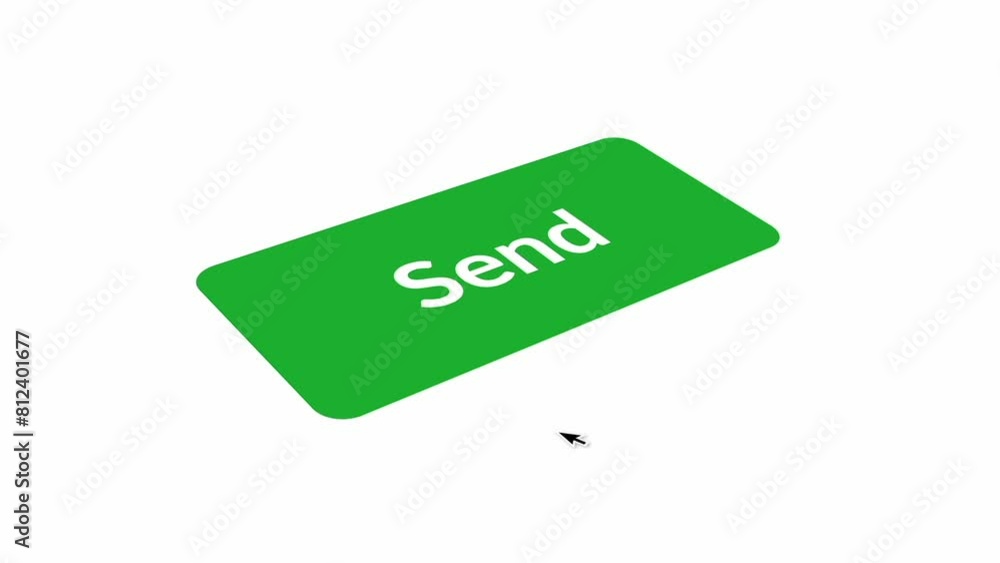 Mouse cursor click on the button send on white background. Mouse cursor click on the button send on white background.