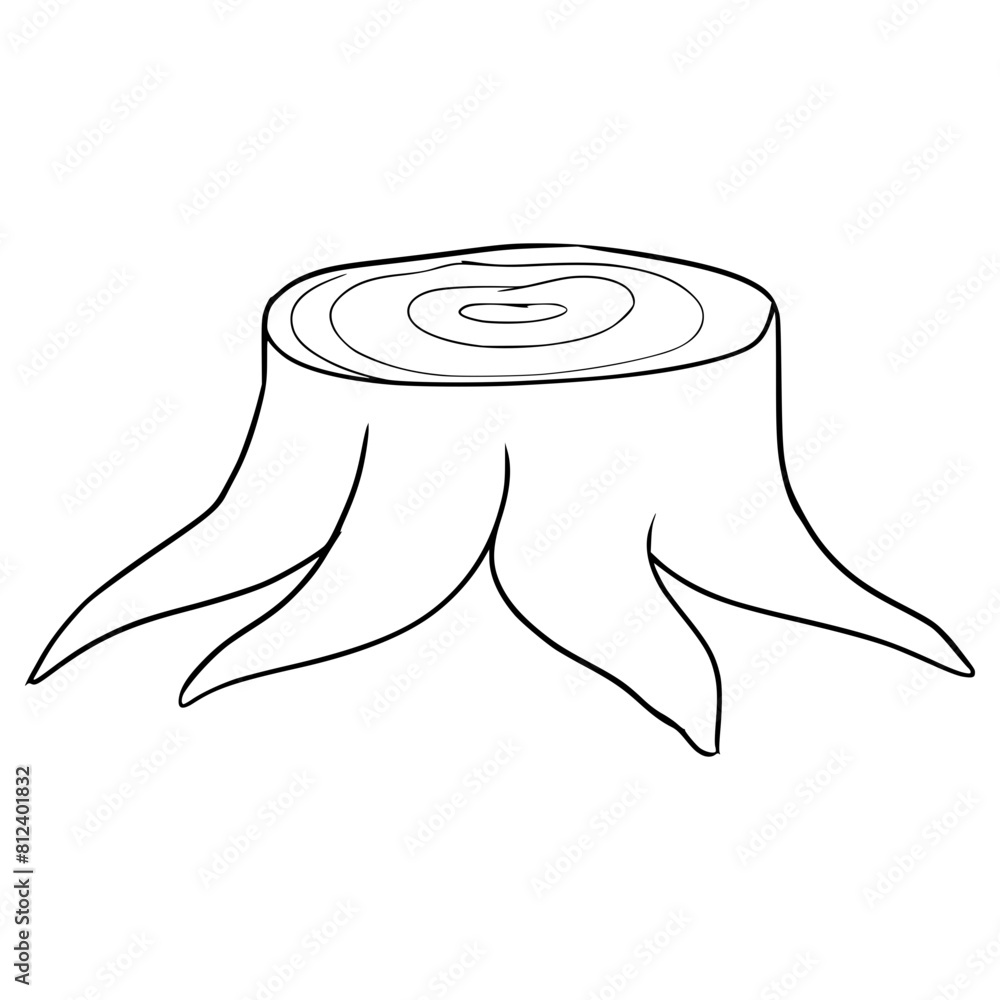 tree stump illustration hand drawn outline vector tree stump illustration hand drawn outline vector