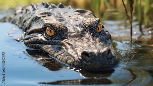 an alligator poking its head out of the water