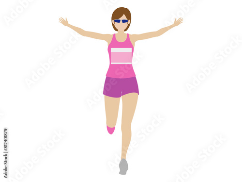 女性ランナー 正面 ゴール