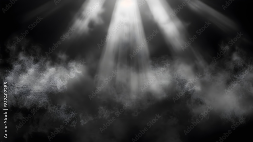 Ethereal Luminous Rays Piercing Through Misty Atmospheric Backdrop