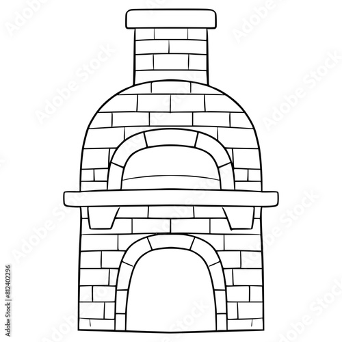 pizza oven or furnace illustration hand drawn outline vector