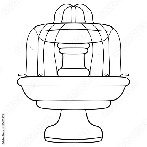 water fountain simple view illustration hand drawn outline vector