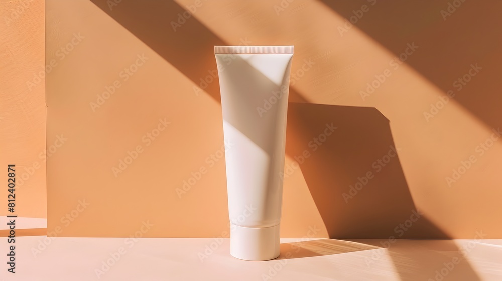Minimalist Solar Cream Tube on Simple Background with Empty Copy Space Minimalist Solar Cream Tube on Simple Background with Empty Copy Space