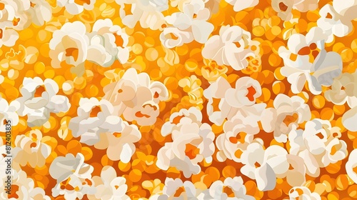 Flat Design Representation of Clustered Popcorn Kernels in Bold Yellow and White Tones photo