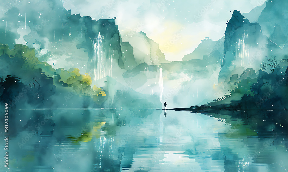 Exploration of Water Shades Charming Background Illustrations with Soft Touches of Watercolor. Generative Ai Exploration of Water Shades Charming Background Illustrations with Soft Touches of Watercolor. Generative Ai