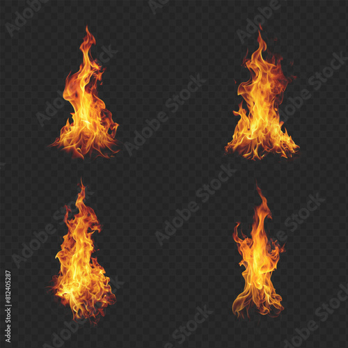 Set flame fire vector on a transparent background. Abstract flame & fire vector set.