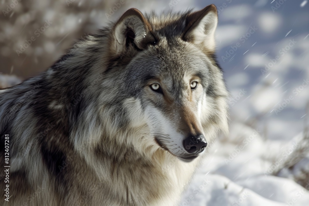 Wolf, Portrait of a Wolf in a Forest, Ai generated Wolf, Portrait of a Wolf in a Forest, Ai generated