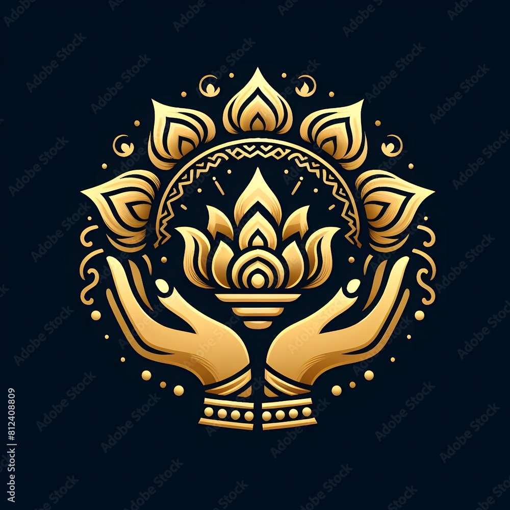 Fototapeta premium AI Generate of Luxury Premium Symbol Vector of Vesak Day with Lantern, Candle Light, Lotus