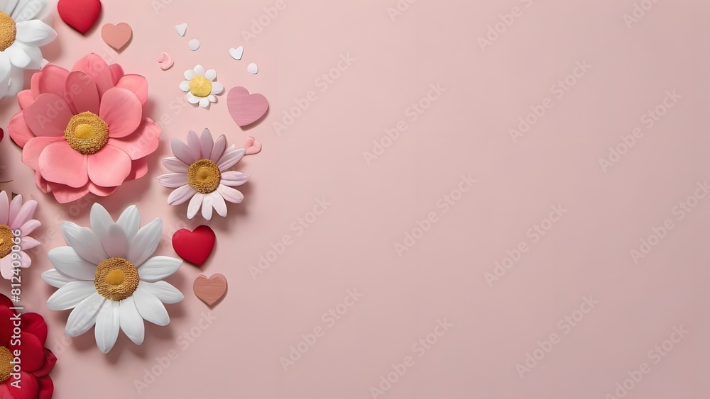 A backdrop featuring a collection of delicate pastel flowers and hearts.