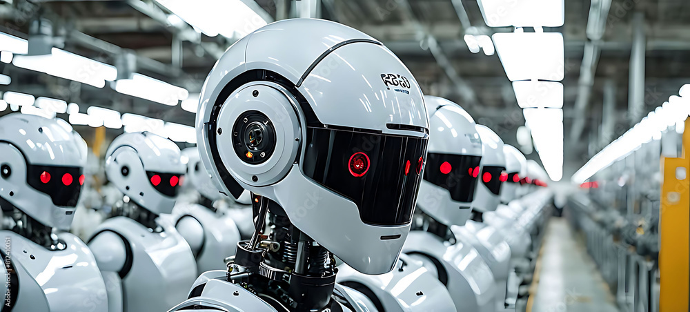 Fototapeta premium robot factory, AI generated image 