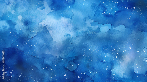 Space background in blue watercolor photo