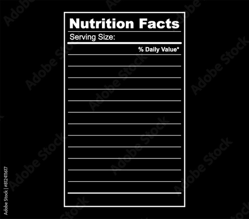 Nutrition Facts information. Information about the amount of fats, calories, carbohydrates