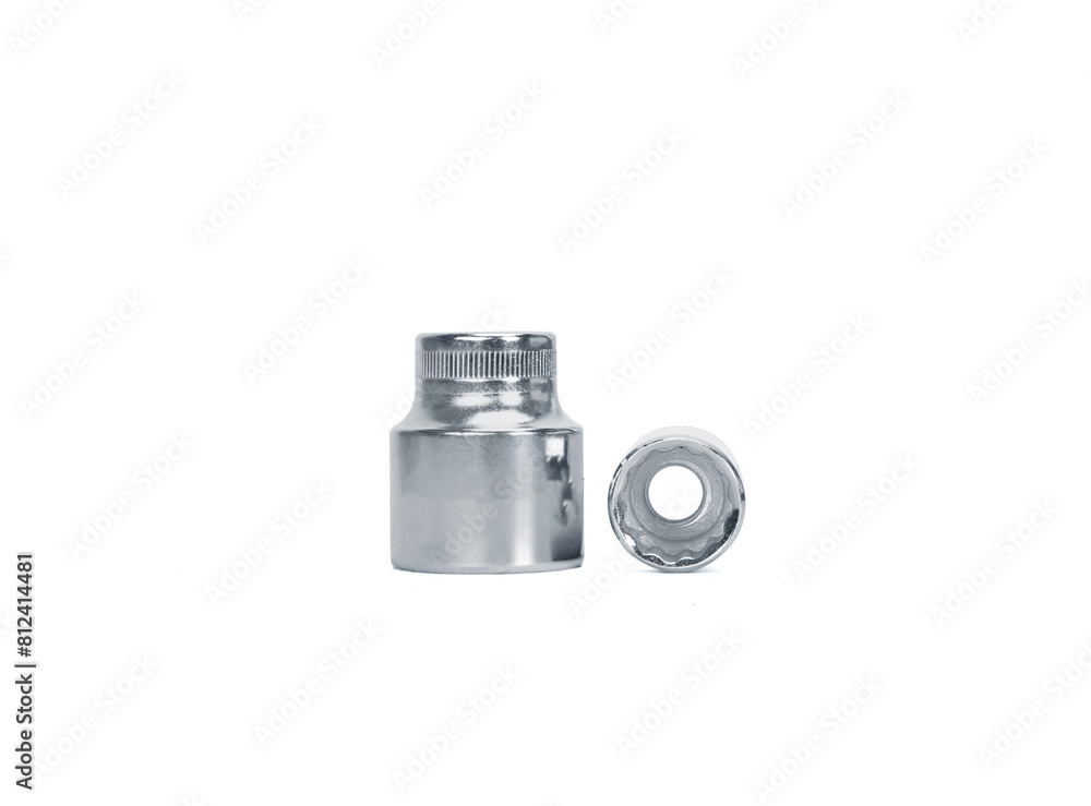 chrome plated steel socket isolated chrome plated steel socket isolated