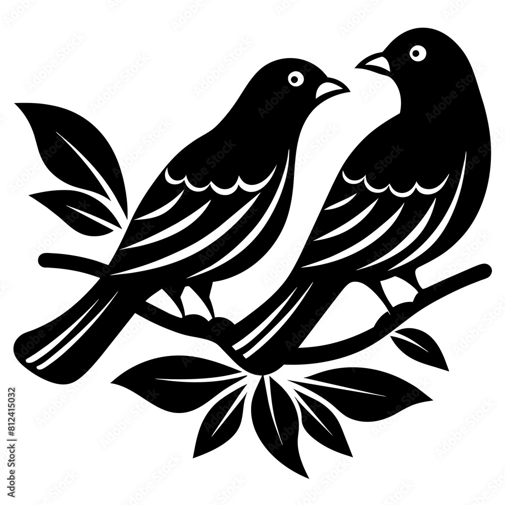 Birds making love on a branch vector silhouette illustration art Birds making love on a branch vector silhouette illustration art